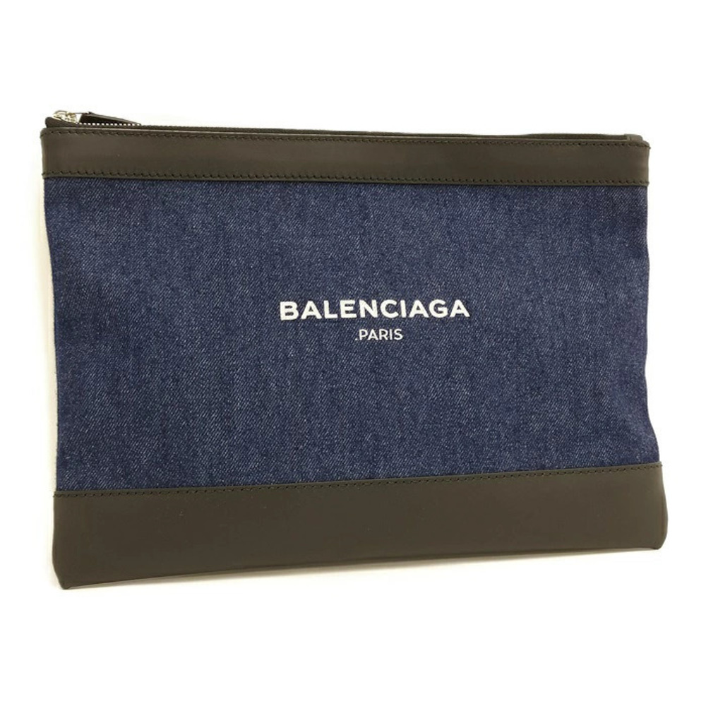 Balenciaga Clutch Bag Shoulder Leather Denim Blue